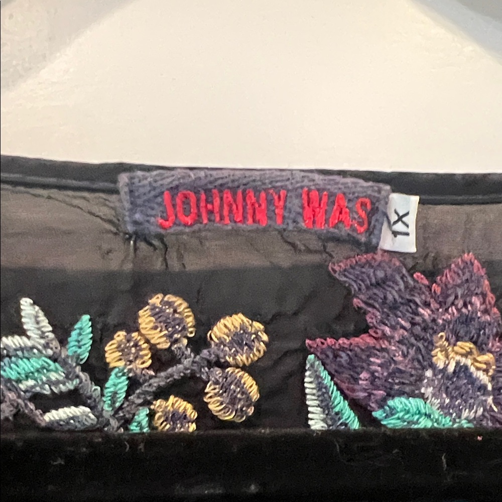 Johnny Was Black Blouse with Colorful Floral Embroidery - Picture 2 of 7